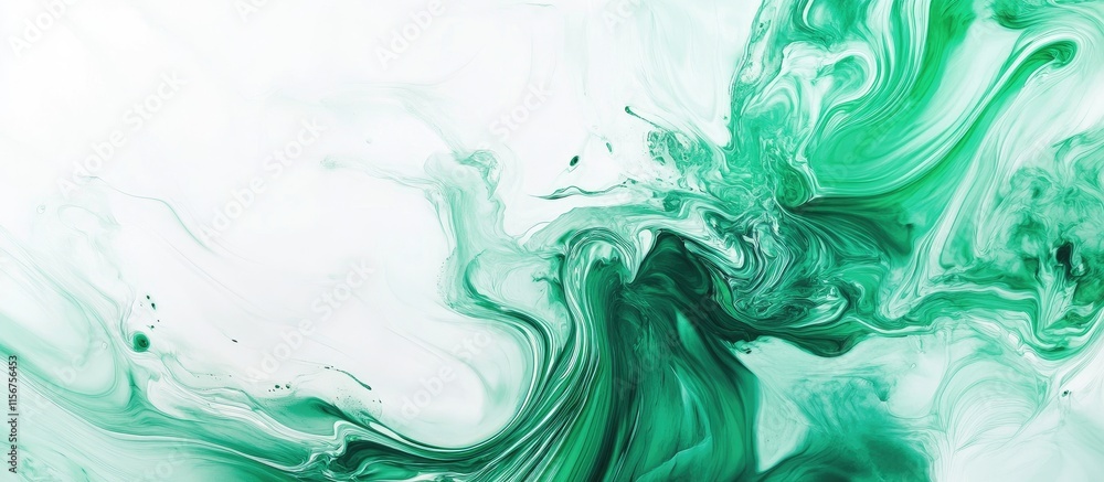 Poster green and white abstract twisted background with fluid patterns and blank space for custom text or c