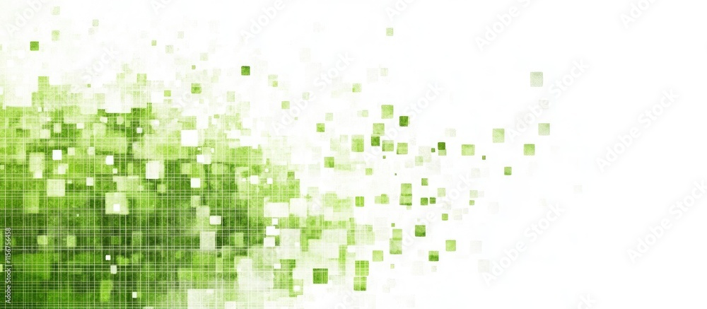 Poster pixelated green and white background design with empty space for text and creative applications