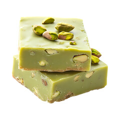 Yummy Pistachio Fudge Isolated On Transparent Background 
