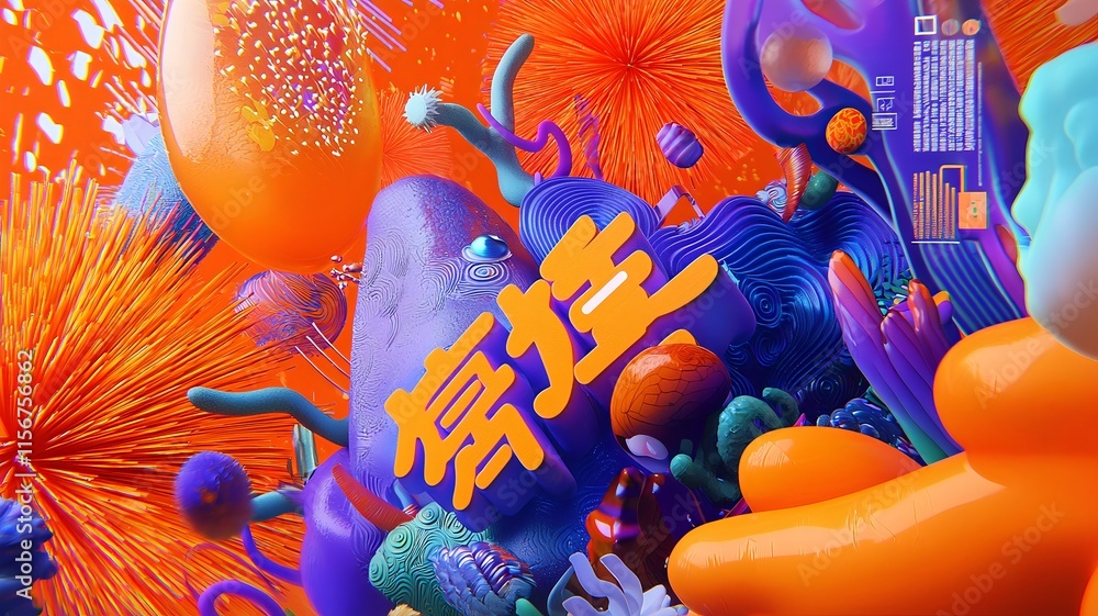 Poster striking chinese new year typography design with bold gradient effects dynamic fireworks and vibrant