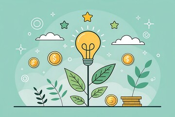 Creativity and Nature Lightbulb Growth Design