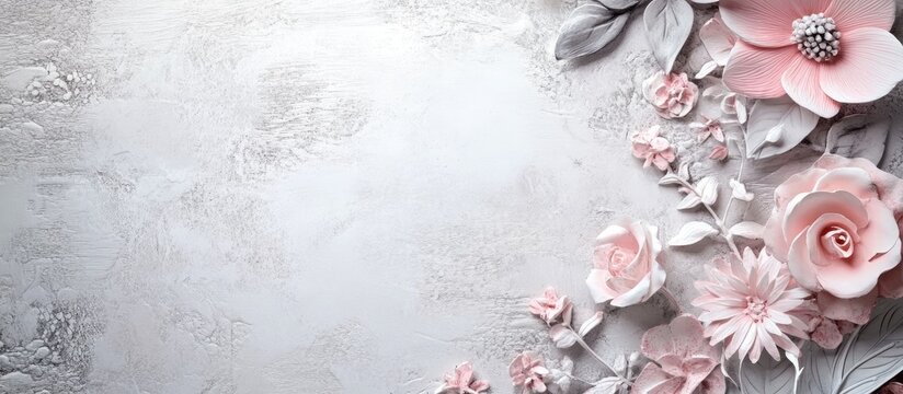 Floral Monochrome Pink and Grey Textured Background with Empty Space for Text Ideal for Elegant Designs and Invitations