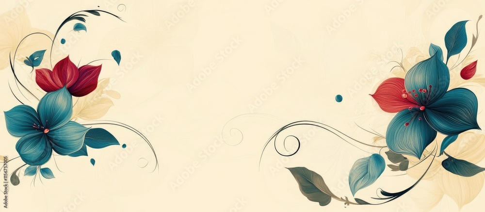 Poster elegant floral design with abstract shapes and curves featuring empty space for text personalization