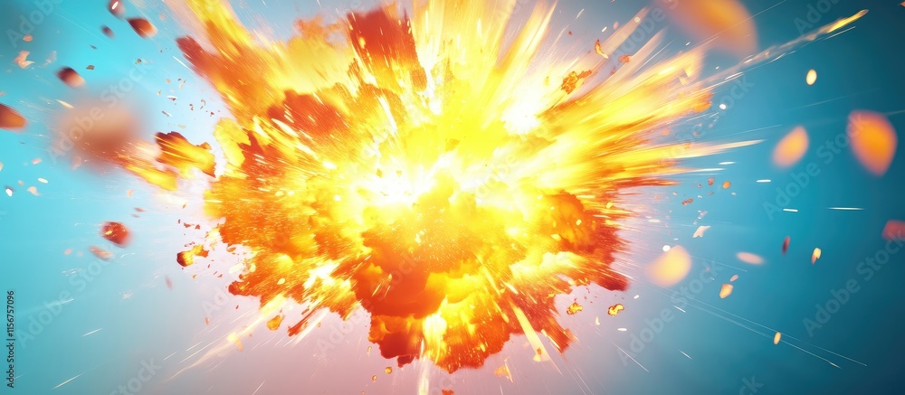 Poster vivid explosion graphic with bright colors and ample space for customizable text overlay and promoti