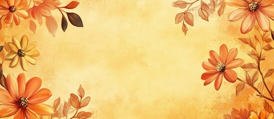 Floral Canvas Background in Warm Orange and Yellow Tones with Generous Copy Space for Text and Design Elements