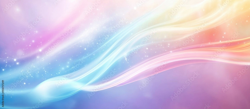 Poster colorful ethereal smoke waves background with soft gradients and copy space for text or branding in 