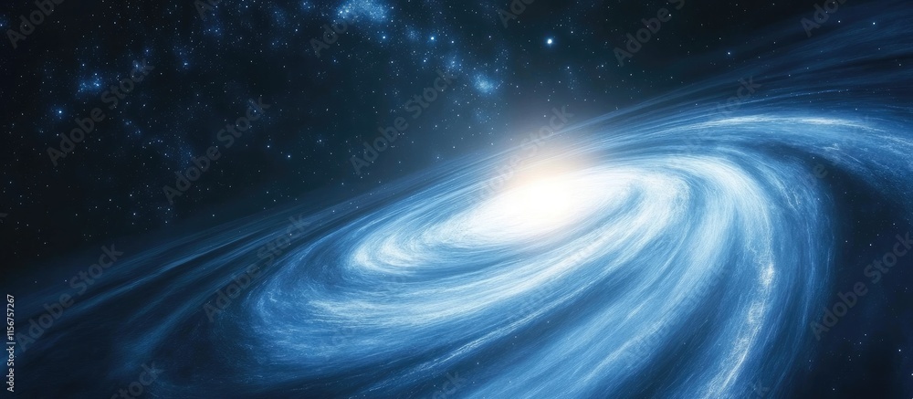 Poster majestic galaxy swirling with stars and cosmic elements in deep space with blank area for text and d