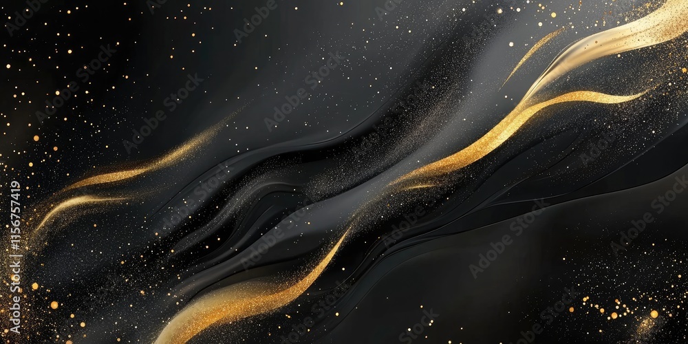 Poster elegant black and gold marble background with space for personalized text and design elements