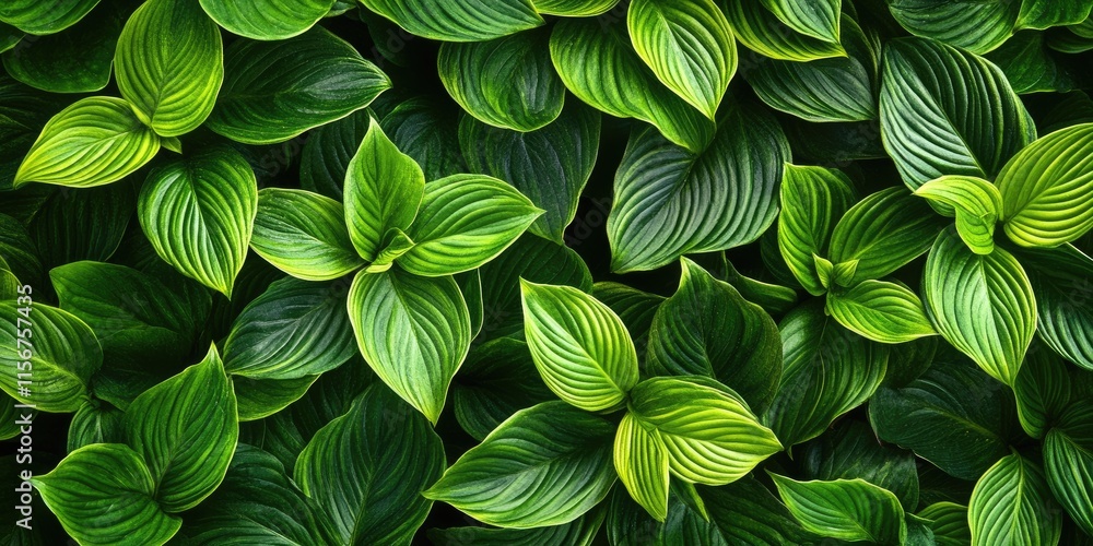 Aufkleber lush green leaf arrangement close up with ample space for text or design elements in a natural setti
