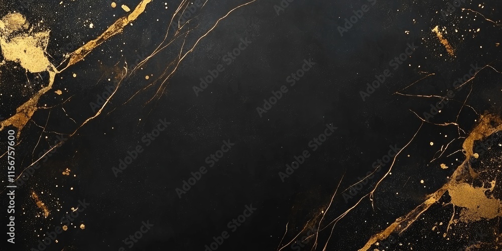 Poster sophisticated black and gold marble background with generous space for custom text and design elemen