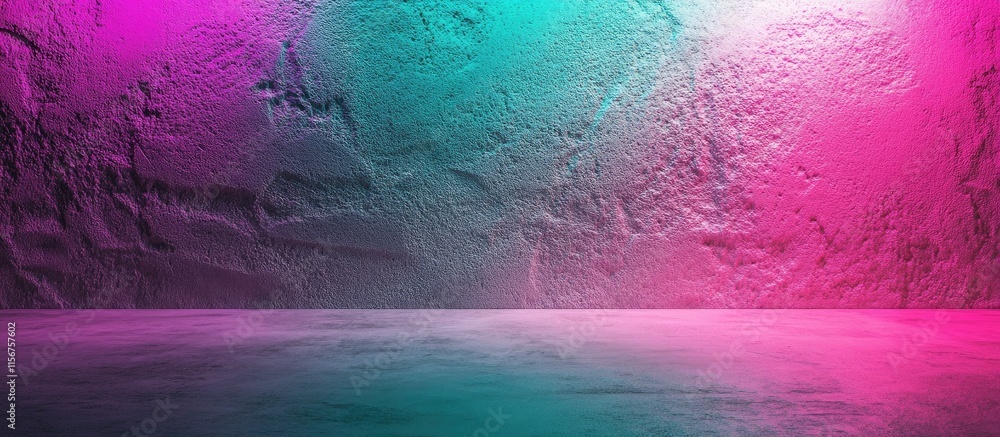 Poster neon gradient sand texture background in green and purple with empty space for text or graphics