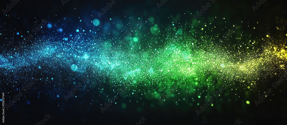 Poster glittering green and blue abstract background texture with space for text overlay in a vibrant cosmi