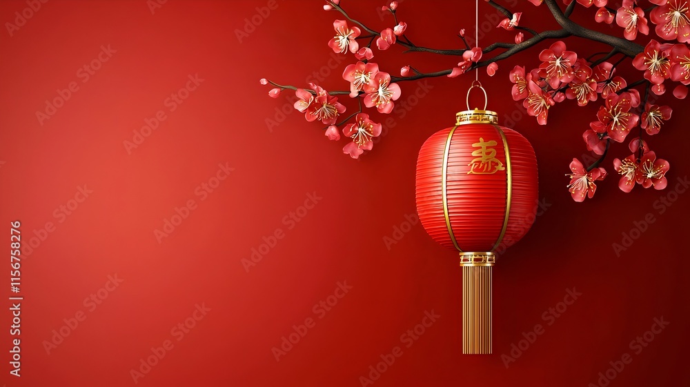 Poster elegant and minimalist chinese new year background with smooth gradients of red and gold and a clean
