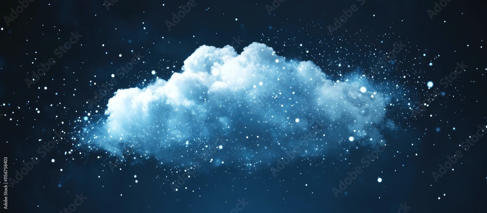 Aufkleber floral cloud with shimmering sparkles and water droplets on a blue background ideal for adding text 