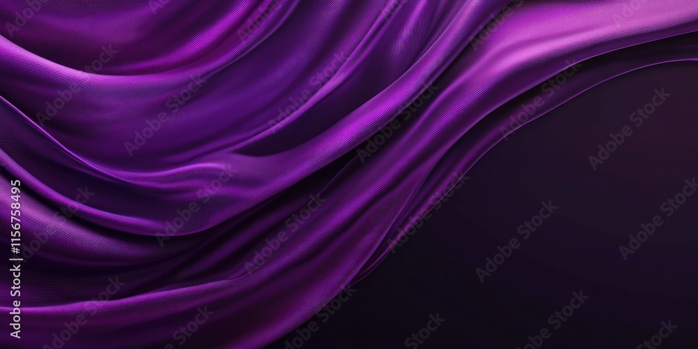 Poster luxurious purple silk fabric background with smooth flowing texture and empty copy space for elegant