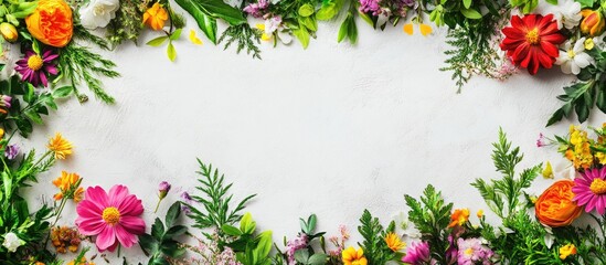 Vibrant Floral Spring Background with Colorful Flowers and Blank Space for Text New Beginnings and Fresh Starts Concept