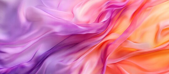 Obraz premium Vibrant Purple and Orange Silk Fabric Flowing Drapery Texture with Smooth Waves and Space for Text or Design Elements