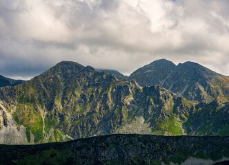 Beautiful view of mountain landscape in National Park High Tatra, Western Tatras. Dramatic overcast sky. Slovakia, Europe. Beauty world. Tourist hiking theme © Ivan