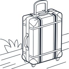 suitcase luggage travel bag monochrome minimalistic vector illustration