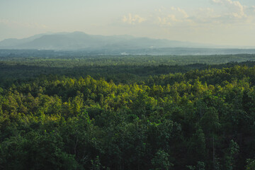 travel and people activity concept with cloud and sky  with mountain and forest background