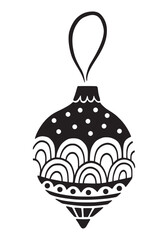 Christmas ball. Hand drawn vector. Black and white illustration.