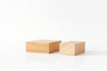 there are two wooden blocks sitting next to each other on a white surface