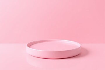 there is a pink plate on a pink surface with a pink background