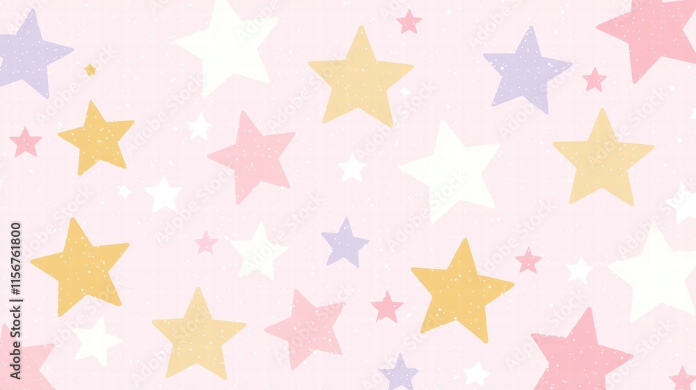 Poster captivating celestial pattern with stars in pastel colors on a soft background