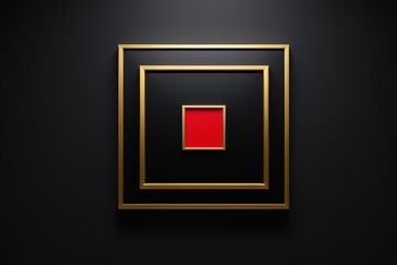 a close up of a picture frame with a red square in it