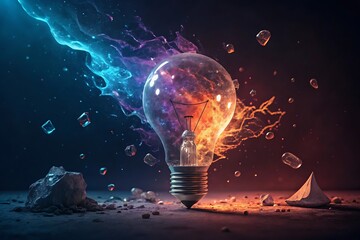 Vibrant Lightbulb Colorful Explosion Dynamic Energy
