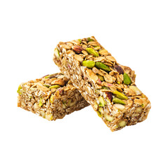 Delicious Pistachio Granola Bars Isolated On Transparent Background 
