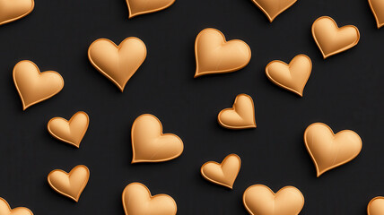Obraz premium Valentine seamless pattern of golden hearts on dark background create elegant pattern for design