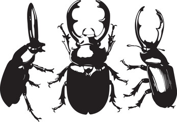 A set of beetles. Hand drawn vector illustration	