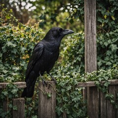 Obraz premium The crow is a medium-sized bird belonging to the genus Corvus in the family Corvidae. Known for its intelligence and adaptability, the crow is often seen in urban and rural environments .