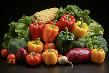 Fresh harvest of colorful vegetables in wooden crate outdoors