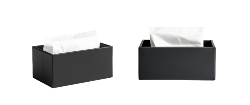 Black box with paper napkins on transparent background. PNG clipart for table setting, sneezing people, sickness and flu