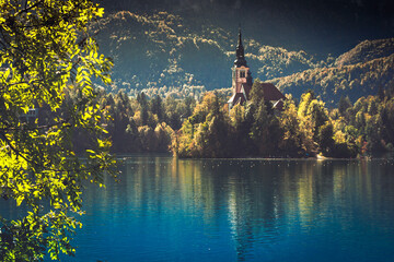 Lake Bled on a sunny autumn day.