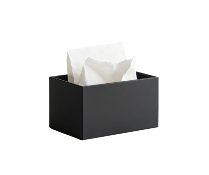 Black box with paper napkins on transparent background. PNG clipart for table setting, sneezing people, sickness and flu