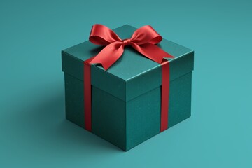 Obraz premium there is a green gift box with a red ribbon on it