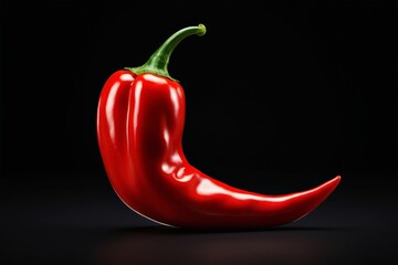 arafed red pepper on a black background with a shadow