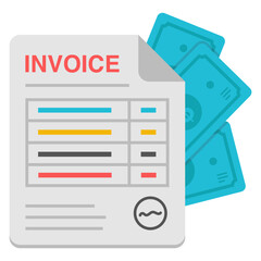 A colored design icon of invoice
