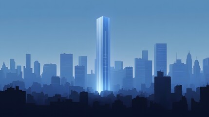 Futuristic Cityscape Featuring A Tall Illuminated Tower