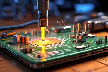 6 cartoon style breathing exercise instruction of a soldering ir