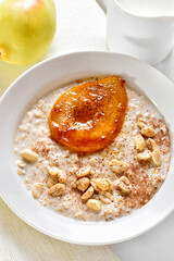 Oat porridge with caramelized pear and peanut