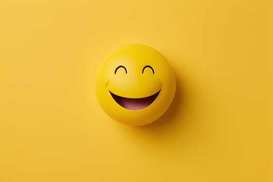 yellow smiley face with a happy smile on a yellow background