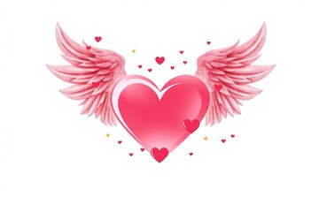 there is a heart with wings and hearts on it