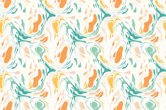 Vibrant marble pattern in swirling orange, blue, and yellow tones. Features an abstract and dynamic aesthetic, perfect for creative designs.