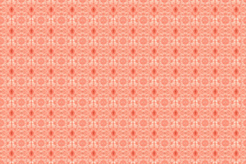 Bright coral seamless pattern with symmetrical abstract motifs, creating a vibrant and energetic look for modern design, decor, or digital art projects.