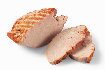 grilled turkey breast  on white background