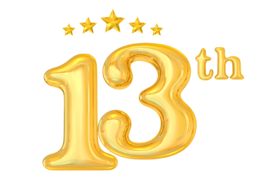 13 Year Anniversary Gold Number